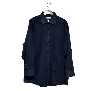 NWOT Van Heusen Regular Fit Pin Cord Texture Solid Black Longsleeves Shirt Sz XL